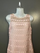 Lauren Ralph Lauren Dress Womens 2 Pink Lace Shift Cocktail Sleeveless Scalloped