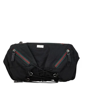 Gucci Sherry Line sac taille corps 122350 noir rouge toile occasion