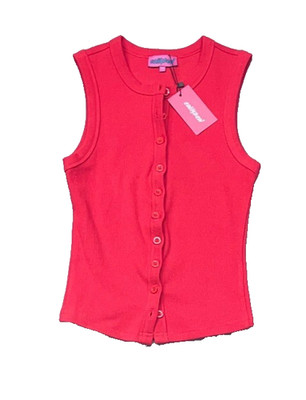 edikted Red XS Button Down Sleeveless Women's Top NWT