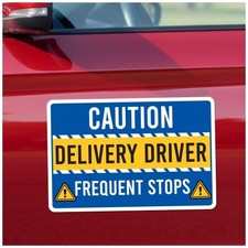 Magnet Me Up 12" x 18" Caution Frequent Stops Delivery Driver Magnet for Vehicle