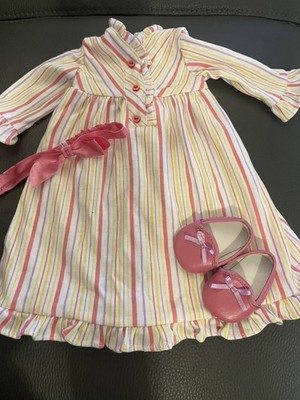American Girl Kit Striped Nightgown/ Pajamas W Shoes