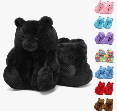 Teddy Bears Slippers Women Fluffy Shoe Cute House Animal Slippers Fuzzy Colors