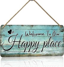 Welcome To Our Happy Place Sign Personalized Front Door Signs For Home Decor ...