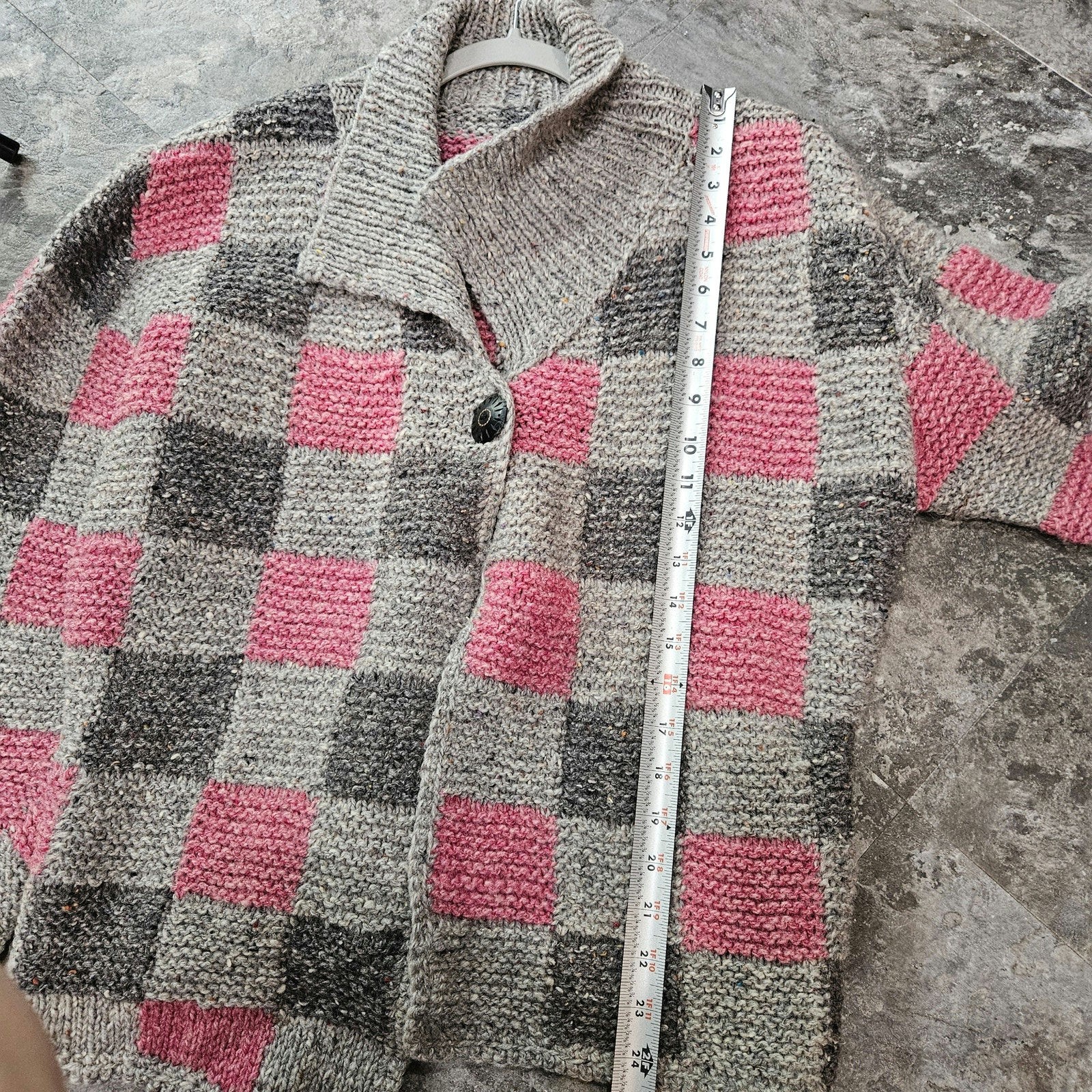 Handmade Cardigan Square Block Pattern Grannycore… - image 3