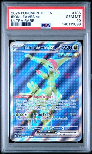 2024 POKEMON TEF EN-TEMPORAL FORCES ULTRA RARE #186 IRON LEAVES EX PSA 10