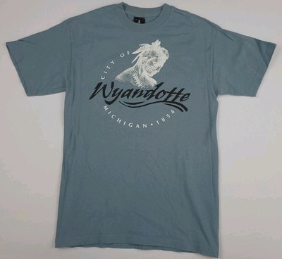 Vintage Y2k Wyandotte Michigan Native American Indian Puff Print T Shirt USA S