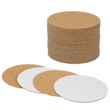 50-Pack Self-Adhesive Cork Sheets, 3 x 3 Inch Round Cork Board 1mm Thick 