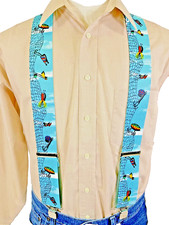 Men's, Lures on Blue, XL, 2" Adj. Suspenders / Braces, Made in the USA