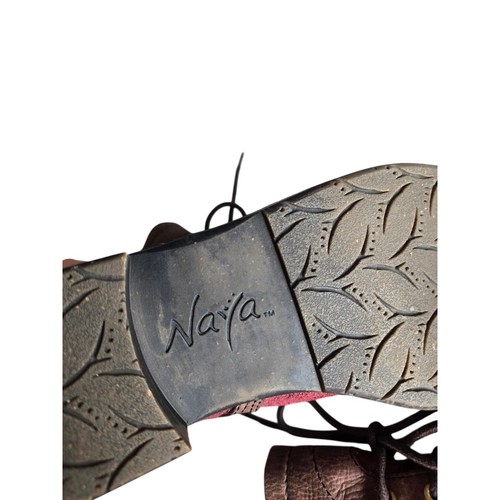 Botines Naya Agave Borgoña Marrón Cuero Gamuza Con Cordones Talla 7.5 Boho Combat - Imagen 7 de 9