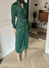 ZARA Women’s Limited Edition long sleeve satin effect Shirt Wrap Dress