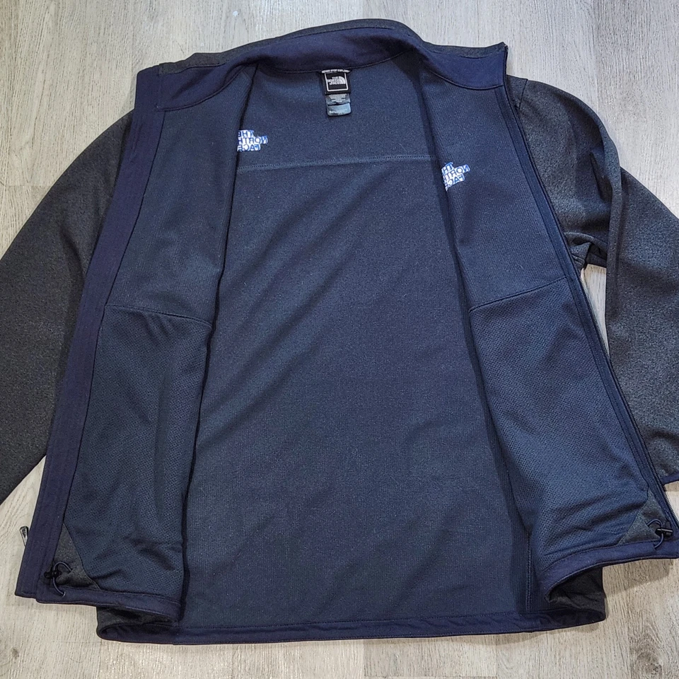 The North Face Men's Large Apex Canyonwall Full Zip Softshell Jacket Black Gray - Image 4 of 4