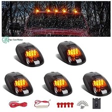 5pcs Smoked Cab Marker Lights 12 Led Amber Roof Top Clearance Lights Running