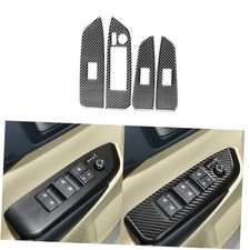 Real Soft Carbon Fiber Car Control Panel Button Cover Trim Window Lift Switch