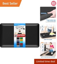 Elegant Black Anti Fatigue Kitchen Mat - Easy Clean Non-Slip Support 24''x17''