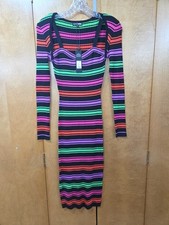 Fashion Nova Womens Medium Kayla Stripe Sweater Midi Dress NWT   RL318