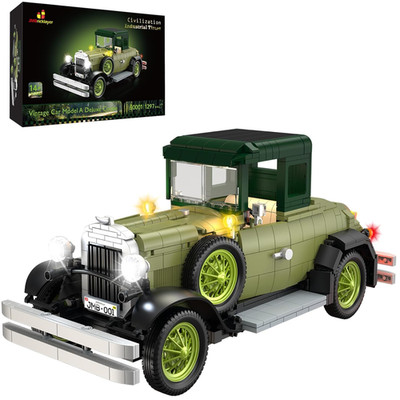 JMBricklayer Retro Auto Modellbau mit Licht 50001 Oldtimer Bausatz Deko