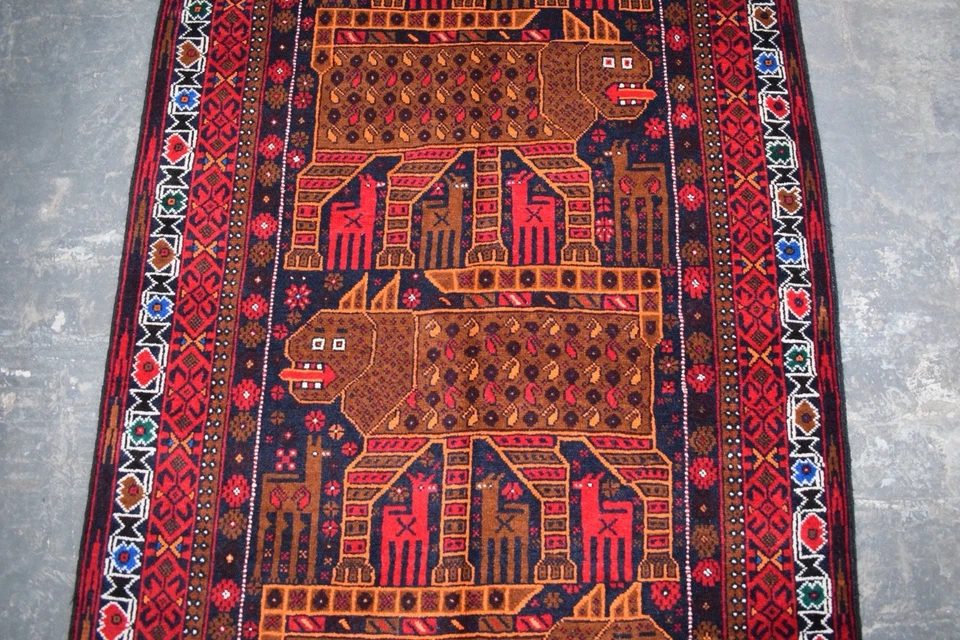 Authentic Hand-Knotted Afghan Tribal Rug | "Lion Print" Design (6.11' x 3.4') - Image 4 of 4