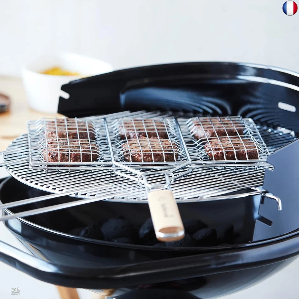 Barbecook Grille barbecue pour hamburger, Acier chromé/Bouleau FSC, 35 x 23 cm,  - Photo 2/4