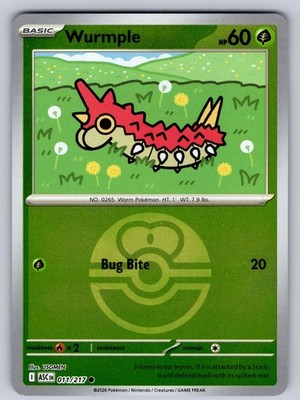 Wurmple (Love Ball) 011/217 Reverse Holo Common Ascended Heroes Pokemon NM