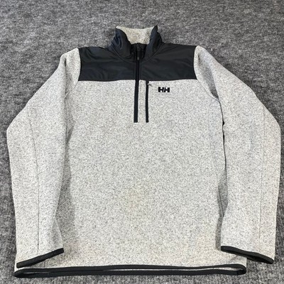 Helly Hansen Jacket Mens Large Grey 1/4 Zip Fleece Pullover Outdoors Hiking Ski