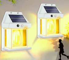 Solar-Powered Dawn to Dusk Porch Light - 8.2" H White Outdoor Wall Sconce Motion