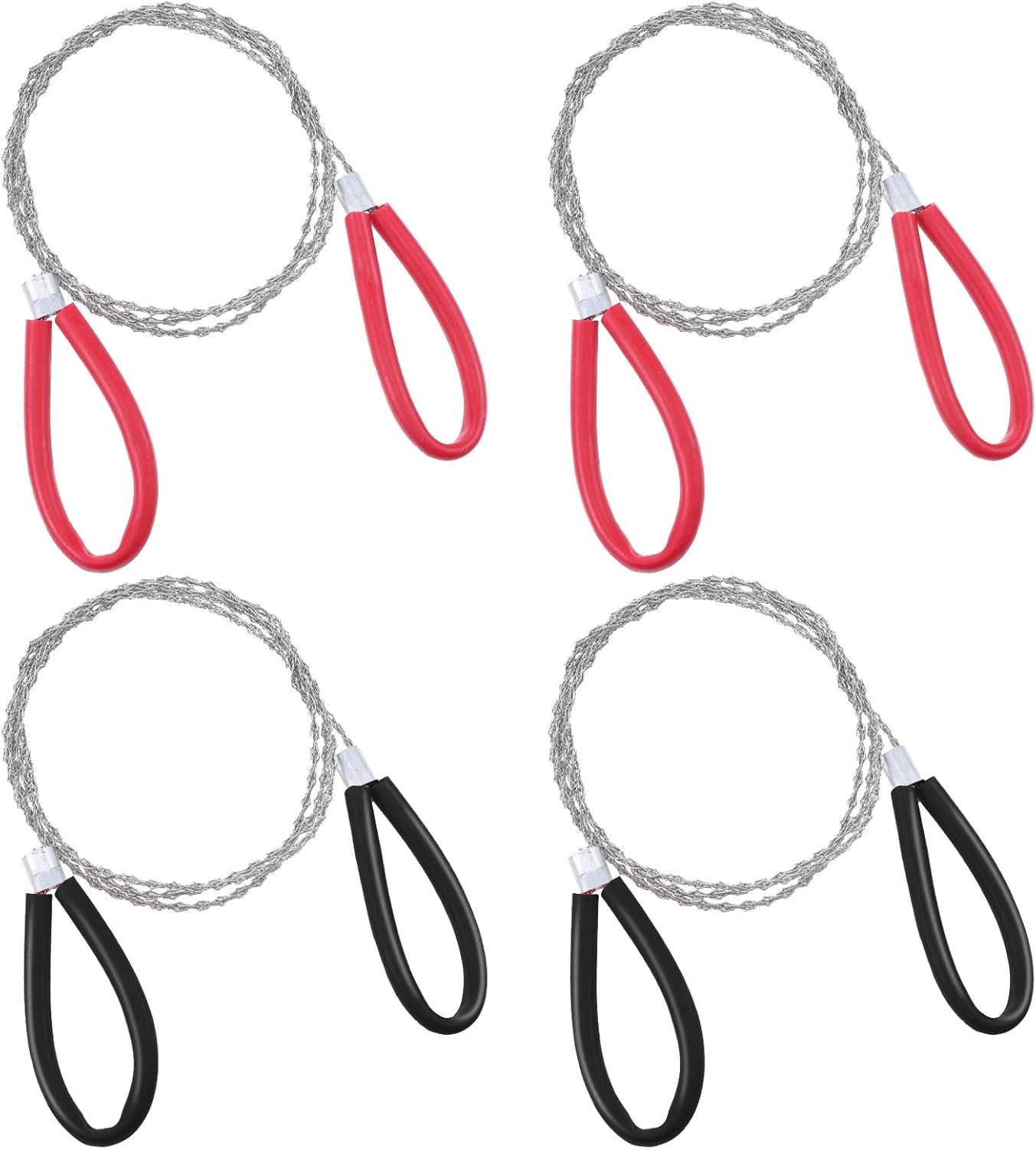 4Pcs Stainless Steel Cable Saw Hand Pocket String Rope Saw Emergency Red Black