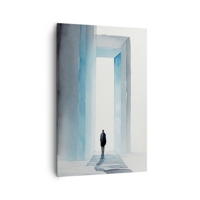 Wandbilder 80x120cm Leinwandbild Minimalismus Aquarell Geschäft Bilder Wanddeko