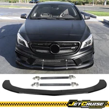 Fits 14-16 Benz CLA Class Carbon Style Front Bumper Lip Splitter + Splitter Rods