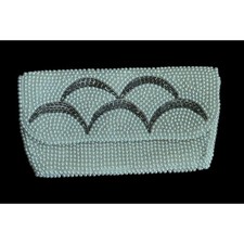 Beaded VTG Wallet Women  s White Cream Lined Faux Pearl Zipper Classic Elegant