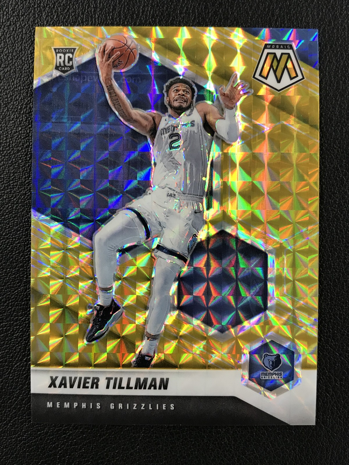 2020-21 Panini Mosaic #213 Xavier Tillman Memphis Grizzlies Mosaic Gold RC /10
