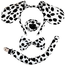 Delfd Dalmatian Costume Adult, Dog Ears Headband One Size, Black and White