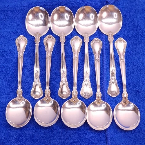 9 Gorham Chantilly Sterling Silver Soup Cream Spoons 324g 6 1/4” No Monogram