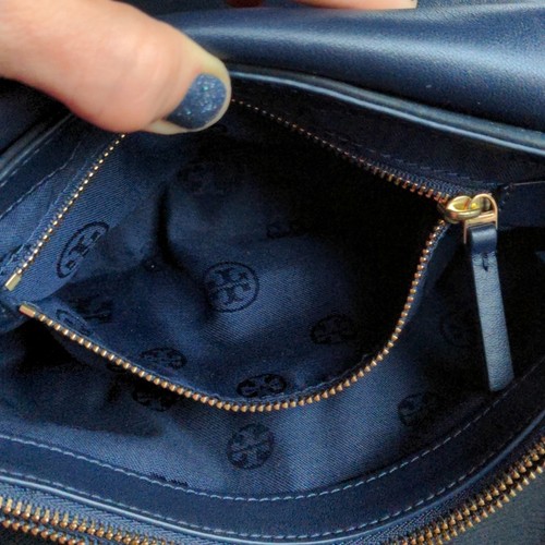 Tory Burch Harper Wildleder Leder Fransen Umhängetasche, Deep Midnight Blue - Bild 11 von 13
