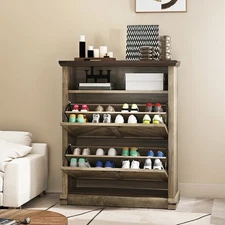 Shoe Cabinet Storage Cabinet Shoe Cabinet with FlipOut Compartments for Entryway