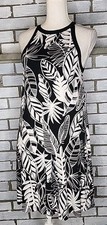 NWT Old Navy Women's Sleeveless Halter Knit Tropical Dress Small Black & White