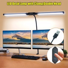 LED Desk Lamp with Clamp Double Head Desk Lamp with 360 Adjustable Gooseneck