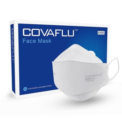 Covaflu KN95 Face Masks 10 Pack Cup Shaped 5-Ply White Individually Wrapped
