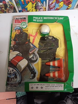 Vintage Action Man Gi Joe Team Experten Polizei Motorradfahrer Outfit kartoniert