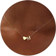 Turandoss Heart Initial Necklace for Women Teen 