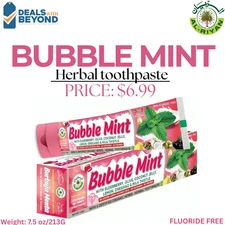 Organic bubble mint Herbal Toothpaste Al Riyan-5 In 1-Fluoride free 7.5 oz