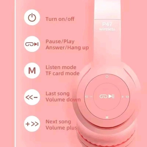 Bluetooth Kopfhörer f. Kids / Kinder m. Katzenohren + Lichteffekt + MP3-Player - Bild 4 von 7