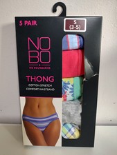 No Boundaries Women's 5-Pair Spring Cotton Stretch Thong Underwear Size S 3-5 