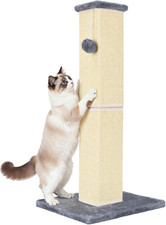 32" Tall Cat Scratching Post - Sisal Scratcher for Large Cats Kittens, Grey