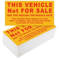 200 Pcs Car Dealership Supplies This Vehicle Not for Sale Stickers Car Dealer...
