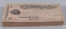 WHOLESALE Lot 100 Bank Checks Glencoe Cotton Mills Burlington, NC 1880's/1890s