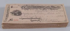 WHOLESALE Lot 100 Bank Checks Glencoe Cotton Mills Burlington, NC 1880's/1890s