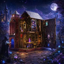 Book Nook Kit for Bookshelf   Arcane Spire Magical Castle 3D Wooden Puzzle, DIY