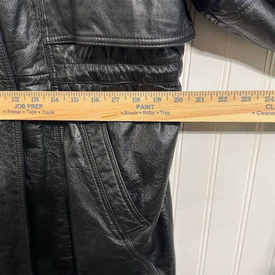 Chaqueta de Cuero Wilsons Vintage Grande Negra Thinsulate Ultra Longitud Media Abrigo de Coche Foto 4 de 4