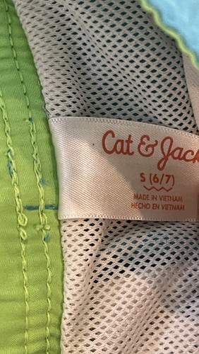 Cat And Jack Boys 6/7 Blue Swim Trunks Drawstring Waist Mesh Lining (YB-13) - Picture 8 of 12