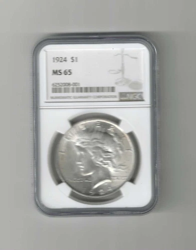 1924 PEACE SILVER DOLLAR GRADED NGC MS65 (001)